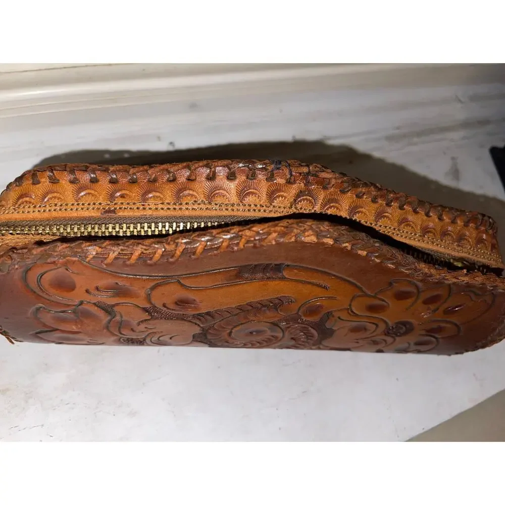 Hand Tooled Leather Clutch/Pencil Case